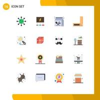 Mobile Interface Flat Color Set of 16 Pictograms of carpenter learning solution education carton Editable Pack of Creative Vector Design Elements