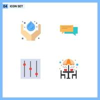 4 iconos planos universales establecidos para aplicaciones web y móviles atención conversación burbuja de poder voz elementos de diseño vectorial editables vector