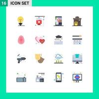 Group of 16 Modern Flat Colors Set for decoration stop gps station bus station Editable Pack of Creative Vector Design Elements