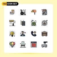 16 User Interface Flat Color Filled Line Pack of modern Signs and Symbols of bean coffee box health coffee mail box Editable Creative Vector Design Elements