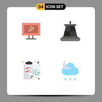 Pack of 4 Modern Flat Icons Signs and Symbols for Web Print Media such as computer laboratory buoy clipboard moon Editable Vector Design Elements