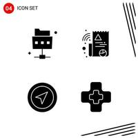 Collection of 4 Vector Icons in solid style Pixle Perfect Glyph Symbols for Web and Mobile Solid Icon Signs on White Background 4 Icons Creative Black Icon vector background