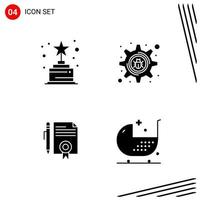 Collection of 4 Vector Icons in solid style Pixle Perfect Glyph Symbols for Web and Mobile Solid Icon Signs on White Background 4 Icons Creative Black Icon vector background