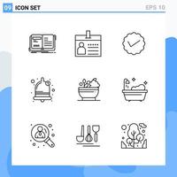 Modern 9 Line style icons Outline Symbols for general use Creative Line Icon Sign Isolated on White Background 9 Icons Pack Creative Black Icon vector background