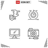 4 Icons Line Style Grid Based Creative Outline Symbols for Website Design Simple Line Icon Signs Isolated on White Background 4 Icon Set Creative Black Icon vector background