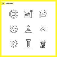 9 Icon Set Simple Line Symbols Outline Sign on White Background for Website Design Mobile Applications and Print Media Creative Black Icon vector background