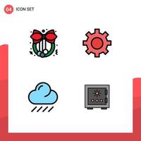 4 Universal Filledline Flat Colors Set for Web and Mobile Applications christmas weather setting user box Editable Vector Design Elements