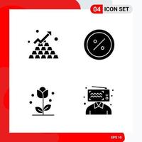 Creative Set of 4 Universal Glyph Icons isolated on White Background Creative Black Icon vector background