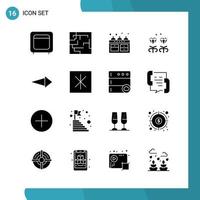 paquete de vectores de 16 símbolos de glifo conjunto de iconos de estilo sólido en fondo blanco para web y móvil fondo de vector de icono negro creativo