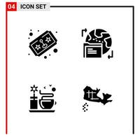 4 General Icons for website design print and mobile apps 4 Glyph Symbols Signs Isolated on White Background 4 Icon Pack Creative Black Icon vector background