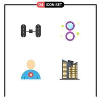 4 Thematic Vector Flat Icons and Editable Symbols of wheel alignment user bathroom solid office Editable Vector Design Elements