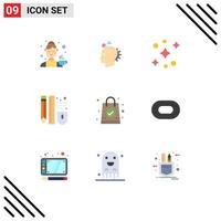 Modern Set of 9 Flat Colors and symbols such as scale pen idea mouse stars Editable Vector Design Elements