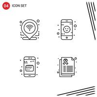 Modern Set of 4 Filledline Flat Colors and symbols such as check in calendar connection toy mobile Editable Vector Design Elements