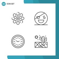 Vector Pack of 4 Outline Symbols Line Style Icon Set on White Background for Web and Mobile Creative Black Icon vector background