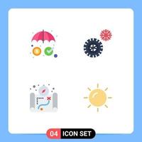 Universal Icon Symbols Group of 4 Modern Flat Icons of insurance camping protection winter shinning Editable Vector Design Elements