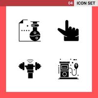 4 Icon Pack Solid Style Glyph Symbols on White Background Simple Signs for general designing Creative Black Icon vector background