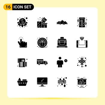 Group of 16 Solid Glyphs Signs and Symbols for qa education eid answers nature Editable Vector Design Elements