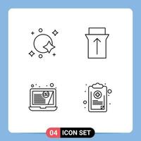 Set of 4 Modern UI Icons Symbols Signs for astronomy finances space slide chart Editable Vector Design Elements