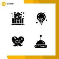 4 Icon Set Solid Style Icon Pack Glyph Symbols isolated on White Backgound for Responsive Website Designing Creative Black Icon vector background