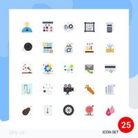 Pack of 25 Modern Flat Colors Signs and Symbols for Web Print Media such as cashless hobby development hobbies party Editable Vector Design Elements