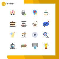 Mobile Interface Flat Color Set of 16 Pictograms of bakery teamwork hardware team pointer Editable Pack of Creative Vector Design Elements