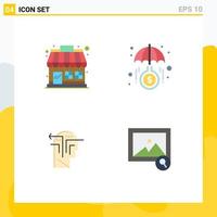 4 Flat Icon concept for Websites Mobile and Apps market thinking store invest head Editable Vector Design Elements