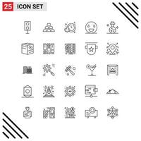 Modern Set of 25 Lines Pictograph of flask monster stack horror evil Editable Vector Design Elements