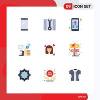 9 Thematic Vector Flat Colors and Editable Symbols of girl facebook mobile like campaign Editable Vector Design Elements