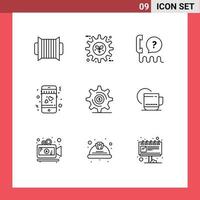 Universal Icon Symbols Group of 9 Modern Outlines of business love setting dating service Editable Vector Design Elements