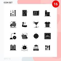Set of 16 Modern UI Icons Symbols Signs for agriculture historic equipment church building Editable Vector Design Elements