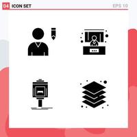 4 Thematic Vector Solid Glyphs and Editable Symbols of edit hotel conference valet layer Editable Vector Design Elements