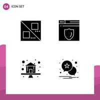 Group of 4 Solid Glyphs Signs and Symbols for cross property web server premium star Editable Vector Design Elements