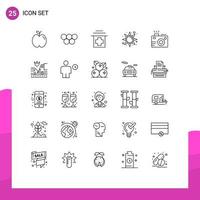 Pack of 25 creative Lines of photography lens healthcare camera rise Editable Vector Design Elements
