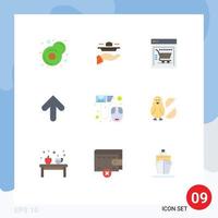 Group of 9 Modern Flat Colors Set for file data ecommerce upload arrow Editable Vector Design Elements