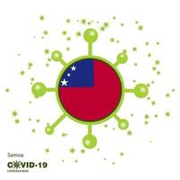 fondo de conciencia de la bandera de samoa coronavius quédese en casa manténgase saludable cuide su propia salud ore por el país vector