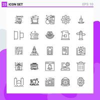 Set of 25 icons in Line style Creative Outline Symbols for Website Design and Mobile Apps Simple Line Icon Sign Isolated on White Background 25 Icons Creative Black Icon vector background