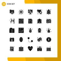 25 Solid Glyph concept for Websites Mobile and Apps startup rocket color love location heart location Editable Vector Design Elements
