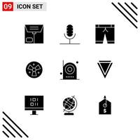 9 User Interface Solid Glyph Pack of modern Signs and Symbols of electric camera pants fan warining Editable Vector Design Elements