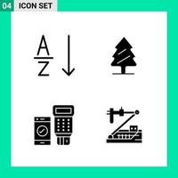 paquete de 4 símbolos de glifo de conjunto de iconos de estilo sólido para imprimir signos creativos aislados en fondo blanco 4 conjunto de iconos fondo de vector de icono negro creativo