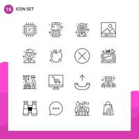 Universal Icon Symbols Group of 16 Modern Outlines of apple female student location avatar media Editable Vector Design Elements