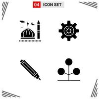 4 Icons Solid Style Grid Based Creative Glyph Symbols for Website Design Simple Solid Icon Signs Isolated on White Background 4 Icon Set Creative Black Icon vector background