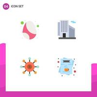 User Interface Pack of 4 Basic Flat Icons of birthday money celebration skyscraper seeding Editable Vector Design Elements