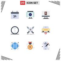 9 Thematic Vector Flat Colors and Editable Symbols of emblem social email seo messenger Editable Vector Design Elements
