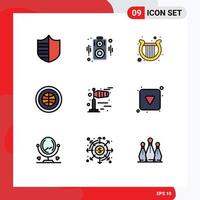 Mobile Interface Filledline Flat Color Set of 9 Pictograms of weather web ireland user interface Editable Vector Design Elements