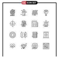Modern Set of 16 Outlines and symbols such as ambient sdk water product config Editable Vector Design Elements
