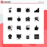 Universal Icon Symbols Group of 16 Modern Solid Glyphs of office blocks buildings hardware architecture watch Editable Vector Design Elements