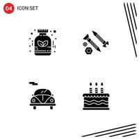 User Interface Pack of 4 Basic Solid Glyphs of alternative automobile medicine construction transport Editable Vector Design Elements