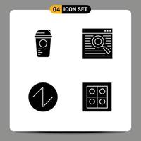 Set of 4 Vector Solid Glyphs on Grid for bottle sound sports online wave Editable Vector Design Elements