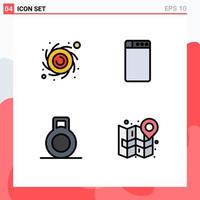 Pack of 4 Modern Filledline Flat Colors Signs and Symbols for Web Print Media such as astronomy navigate machine city 85 Editable Vector Design Elements