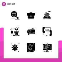 Glyph Icon set Pack of 9 Solid Icons isolated on White Background for responsive Website Design Print and Mobile Applications Creative Black Icon vector background